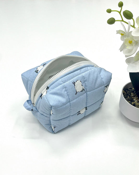 Cloud Sheep Quilted Pouch – Sky Blue Amora