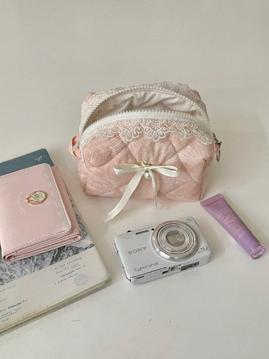 Sakura Pink Mini Quilted Beauty Case Amora