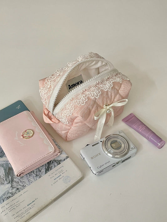 Sakura Pink Mini Quilted Beauty Case Amora