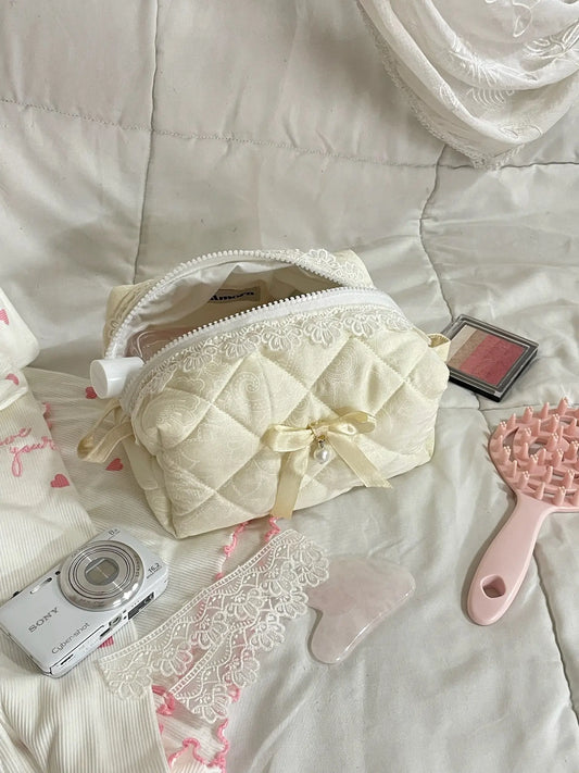 Amora Ivory Edition - Jacquard Quilted Makeup Pouch Amora