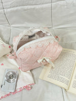 Sakura Pink Quilted Makeup Pouch Amora