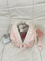Sakura Pink Quilted Makeup Pouch Amora