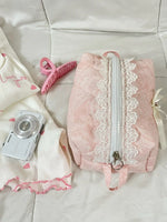 Sakura Pink Quilted Makeup Pouch Amora