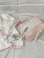 Sakura Pink Quilted Makeup Pouch Amora
